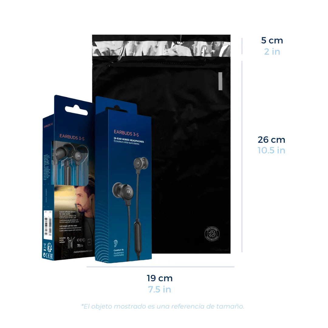 Bolsas de envío negras con soporte para guía, 19 x 26 cm