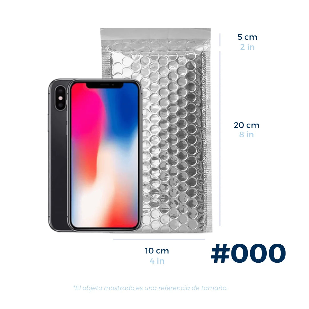 10 x 20 cm - #000 Sobres de burbujas plateados