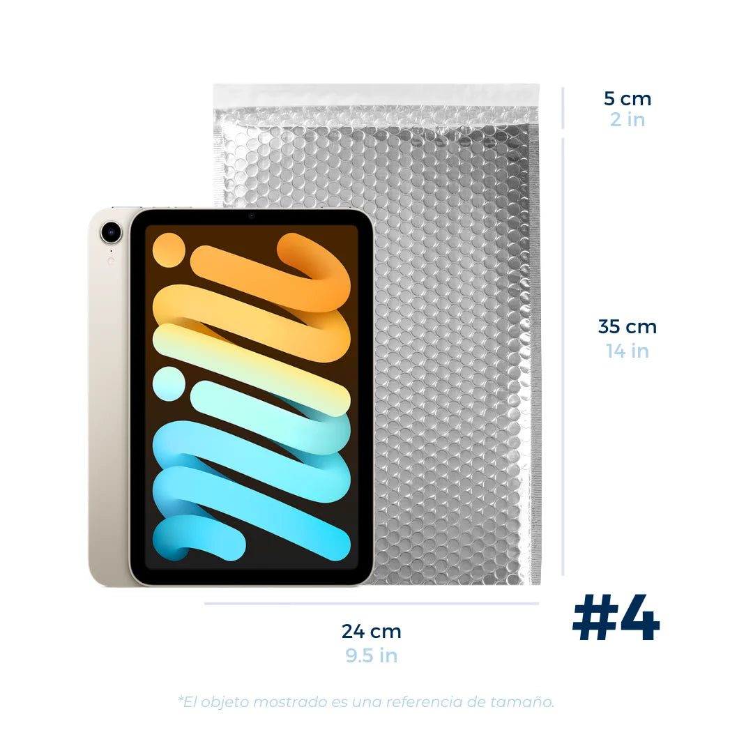 24 x 35 cm - #4 Sobres con Burbuja Plateados