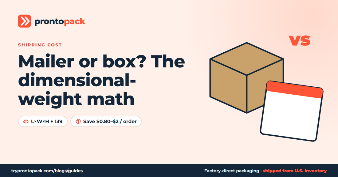 Mailer or box? The dimensional-weight math: ProntoPack packaging guide