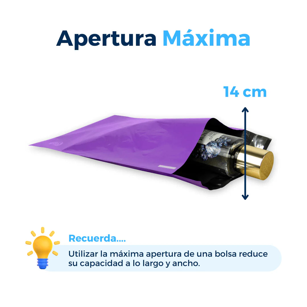 Bolsas de envío moradas con soporte para guía, 19 x 26 cm