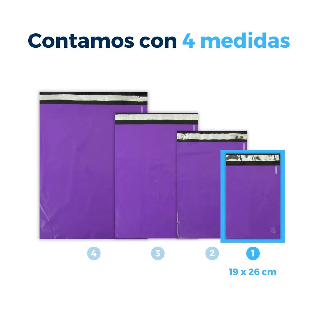 Bolsas de envío moradas de 19 x 26 cm