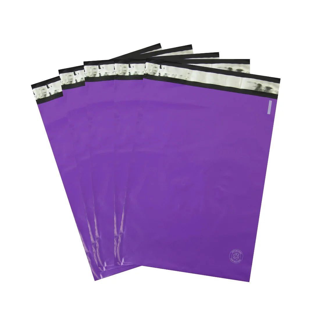 Bolsas de envío moradas con soporte para guía, 19 x 26 cm