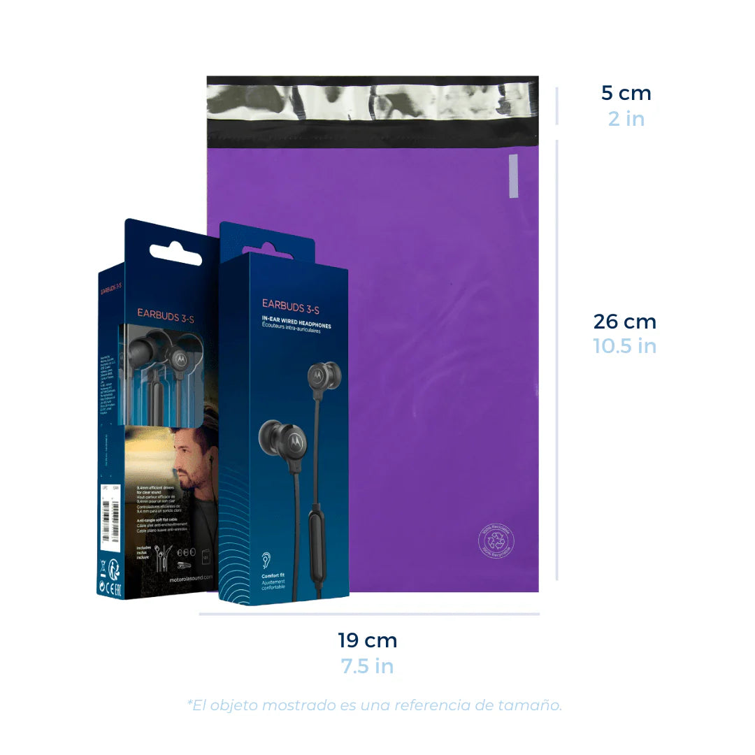 Bolsas de envío moradas de 19 x 26 cm