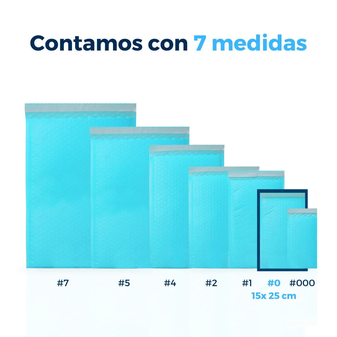 Sobres de burbujas azules n.° 0 de 15 x 25 cm